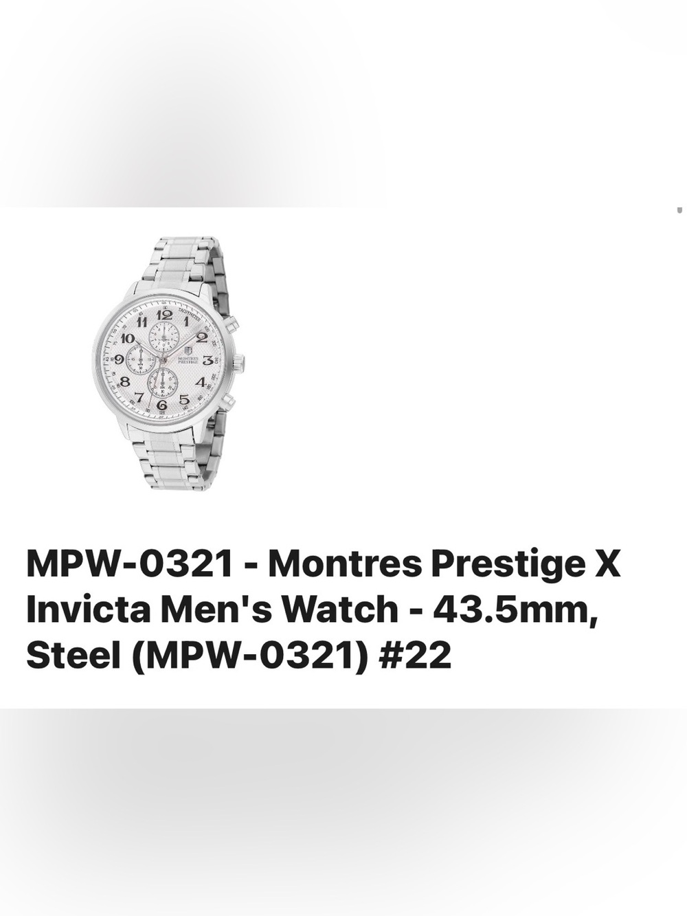 Invicta Men's Silver Stainless Steel Chronograph Watch
